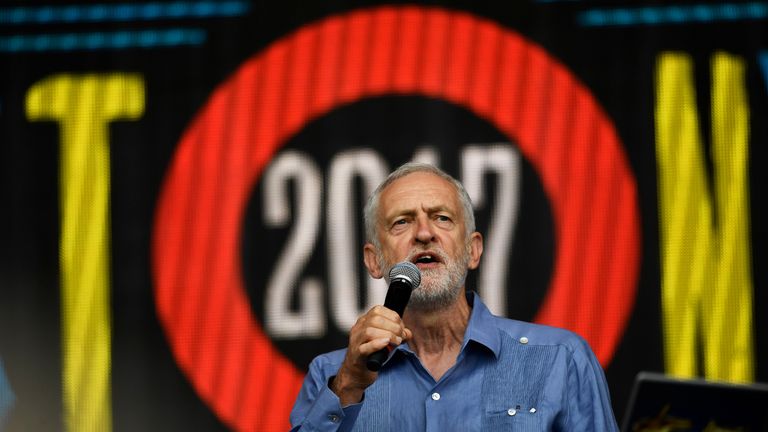 Jeremy Corbyn at Glastonbury