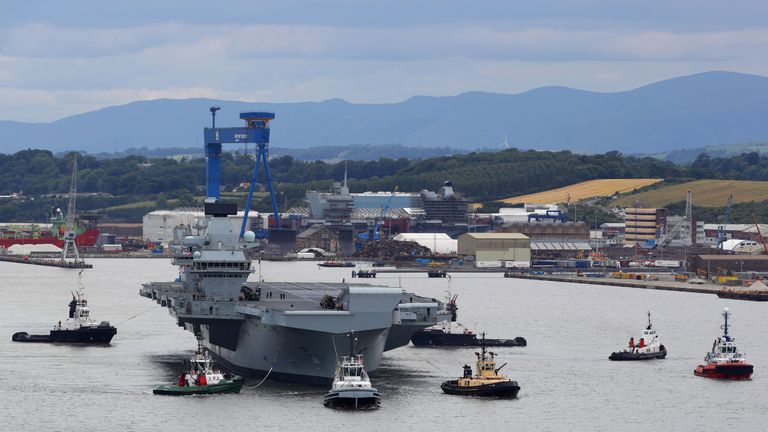 Ministry of Defence handout photo of HMS Queen Elizabeth,