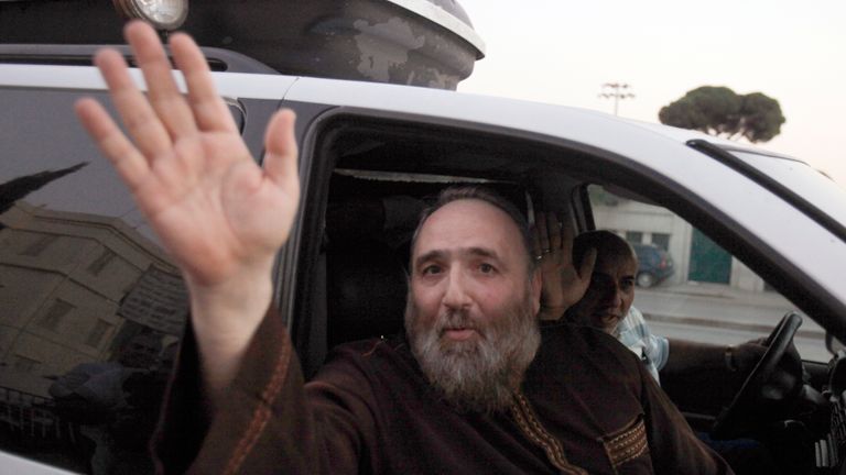 Islamist preacher Omar Bakri Mohammed leaving court in Beirut in 2010 after being released on bail pending a retrial over terror charges