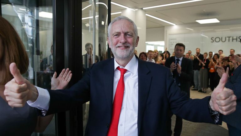 Jeremy Corbyn pictured hours after the election result became clear
