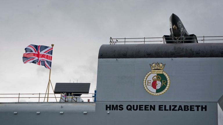 The Royal Navy&#39;s new aircraft carrier HMS Queen Elizabeth
