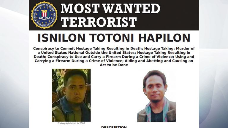 The FBI is offering millions of dollars for information which leads to Hapilon's conviction