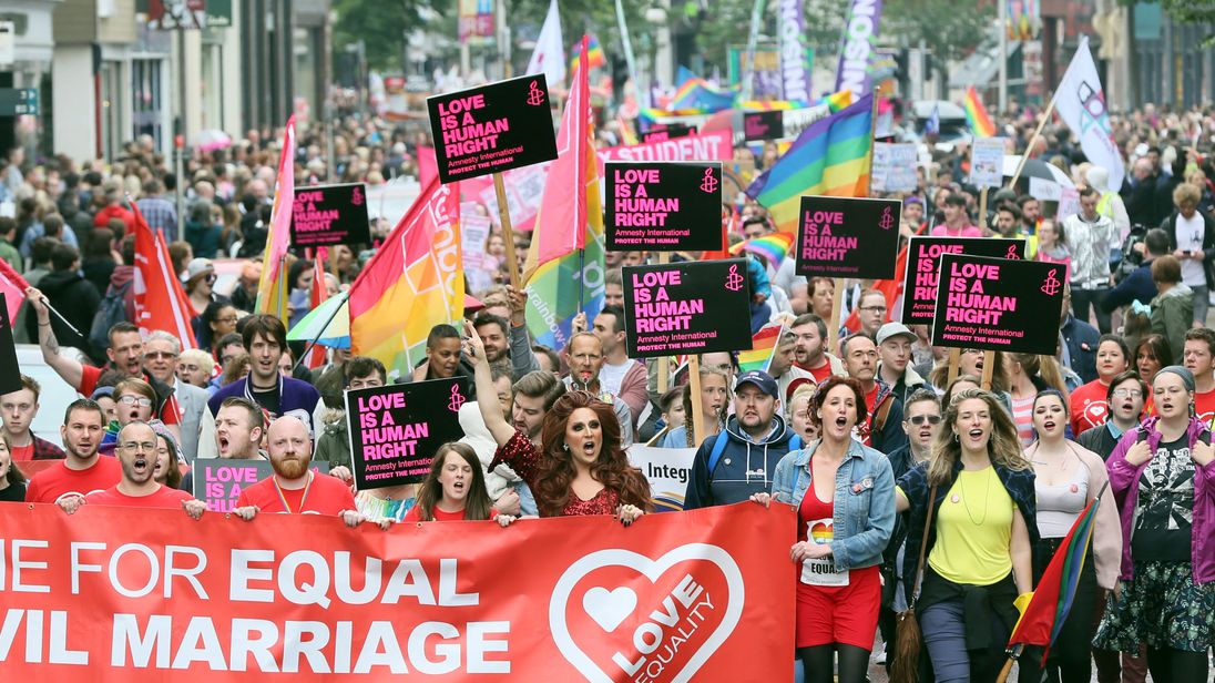 Thousands March For Equal Marriage Rights In Northern Ireland