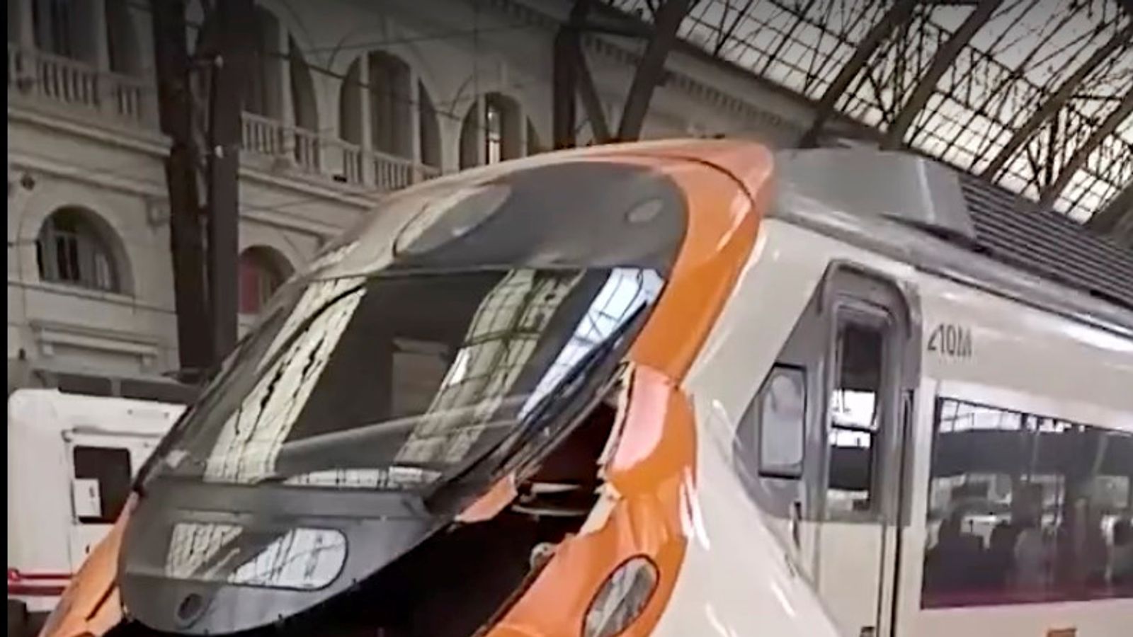 The train crashed into a buffer at a station in Barcelona. Pic: Felix Rios