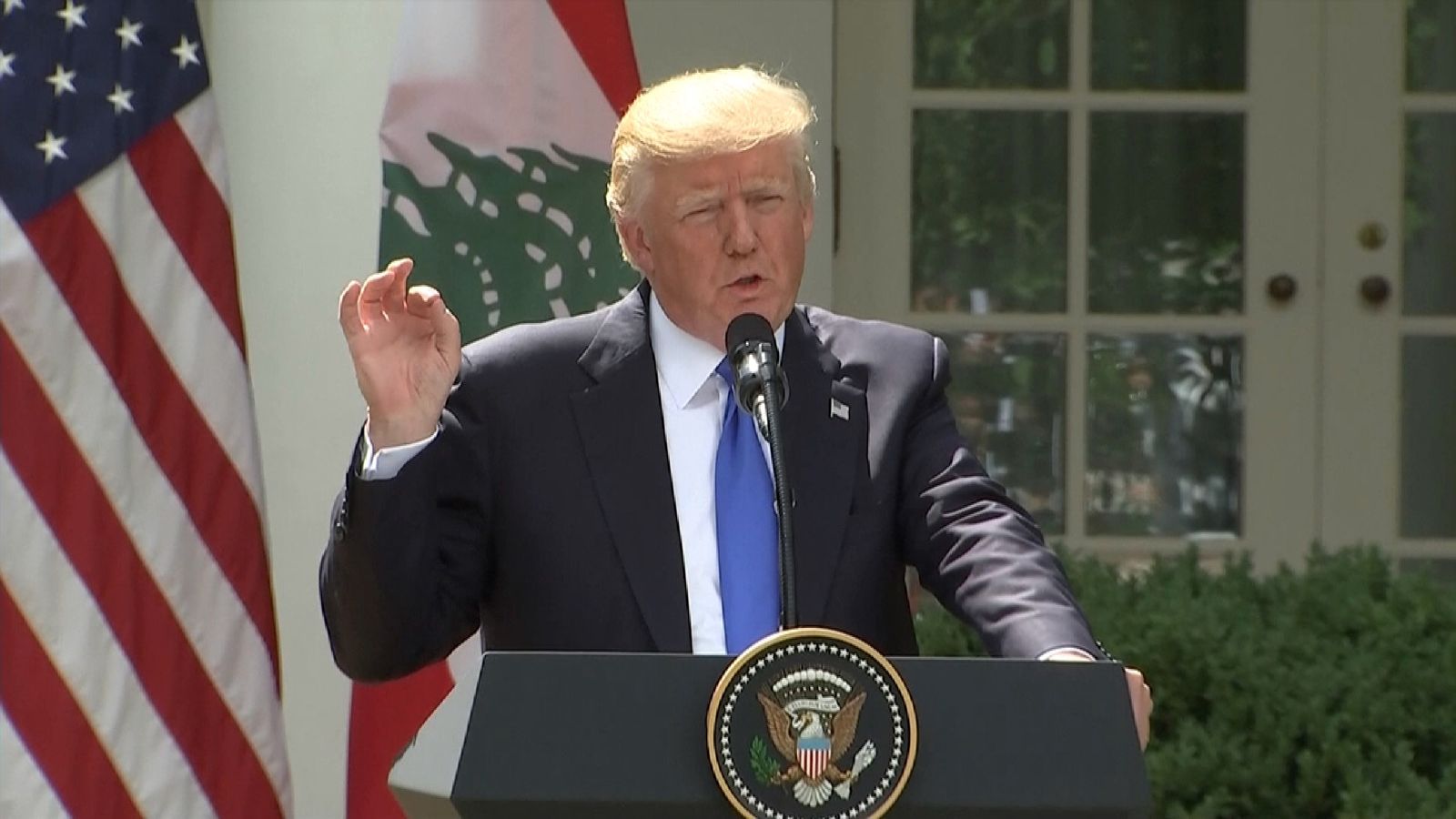 Donald Trump responds to questions on health care