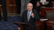 Senator John McCain receives standing ovation for speech to senate