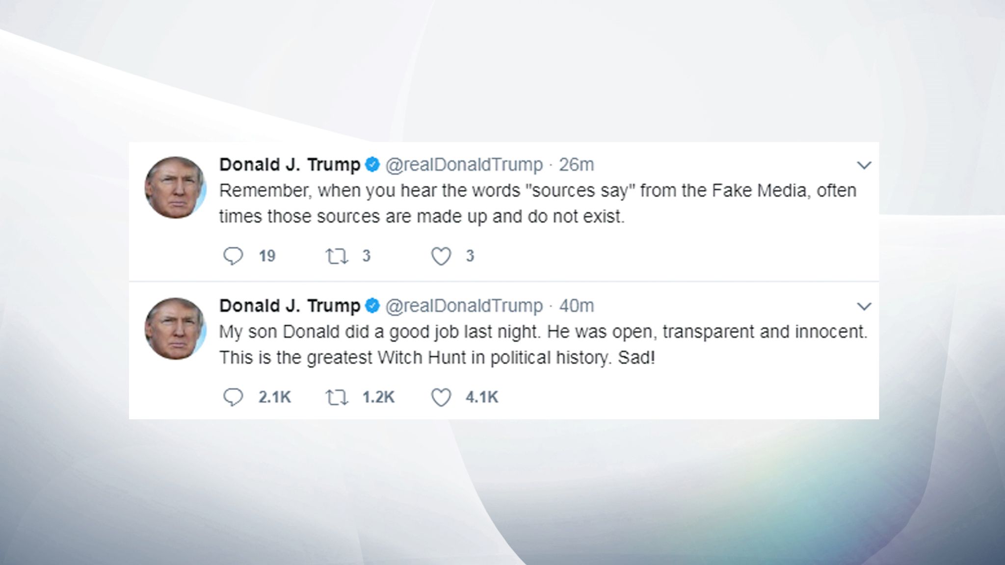 Donald Trump slams 'greatest witch hunt in political history' amid son ...