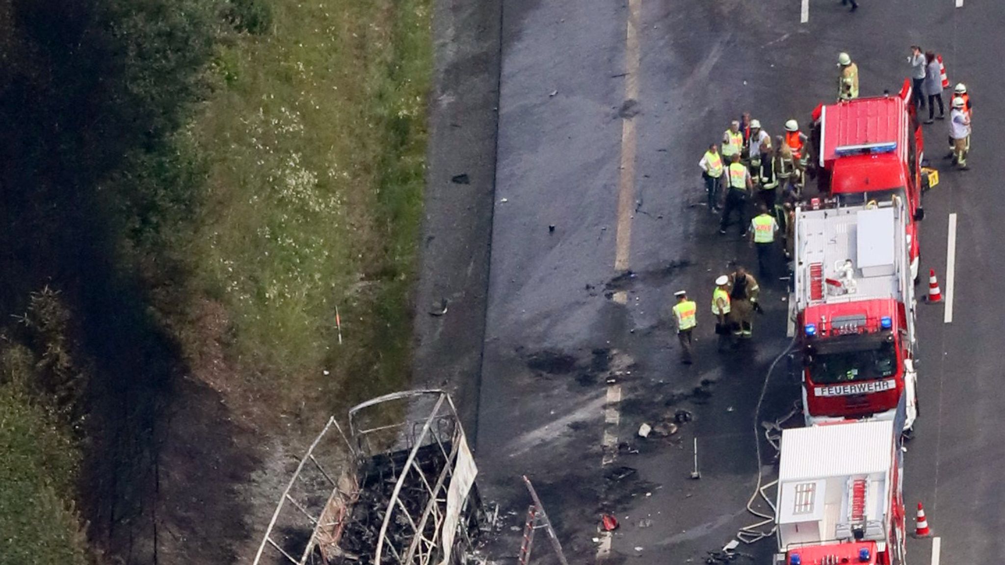 Eighteen dead as tour bus goes up in flames after crash in Germany World News Sky News