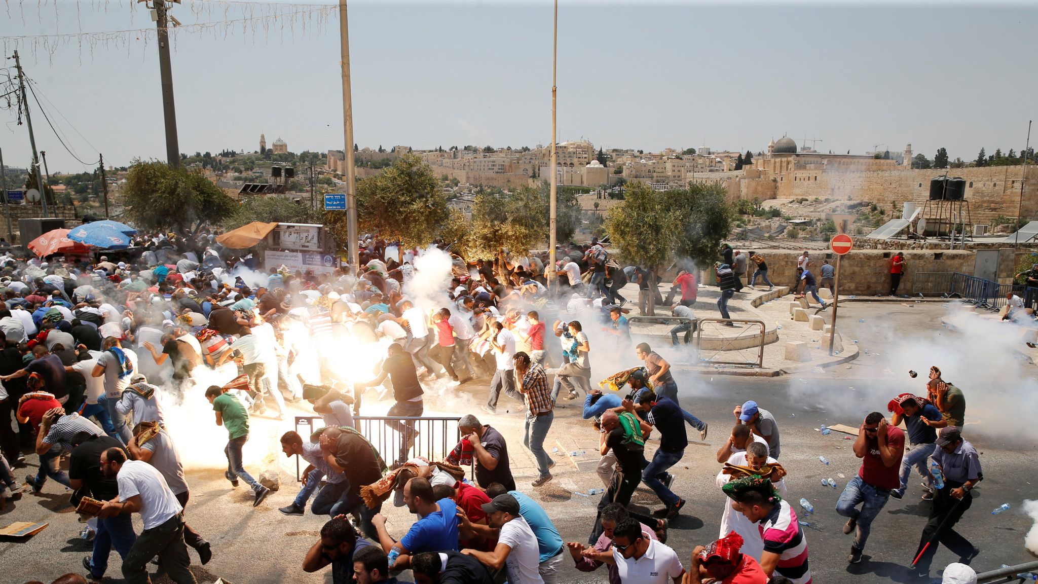 Palestinian protesters clash with Israeli forces | World News | Sky News