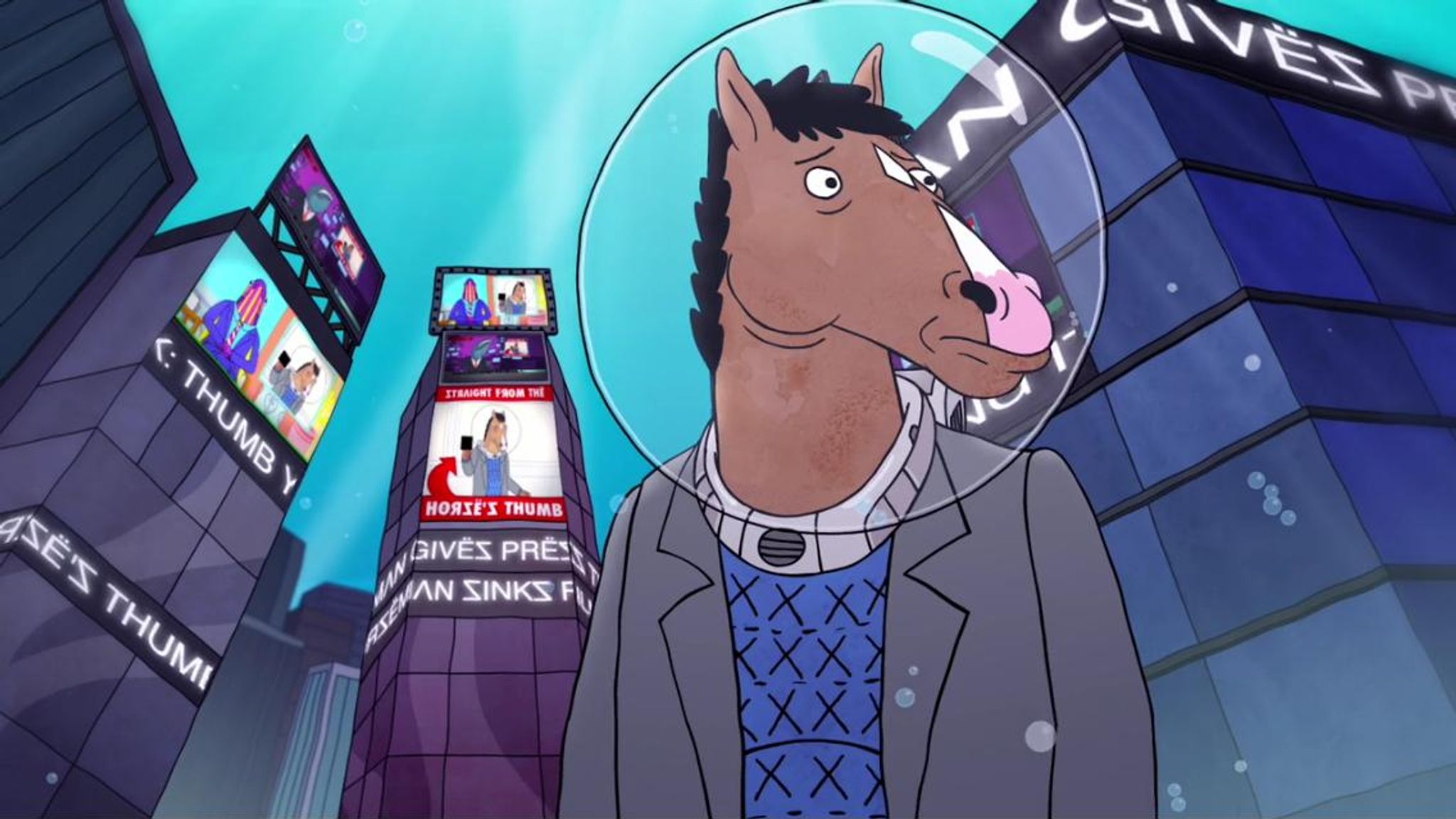 pool with two figures bojack