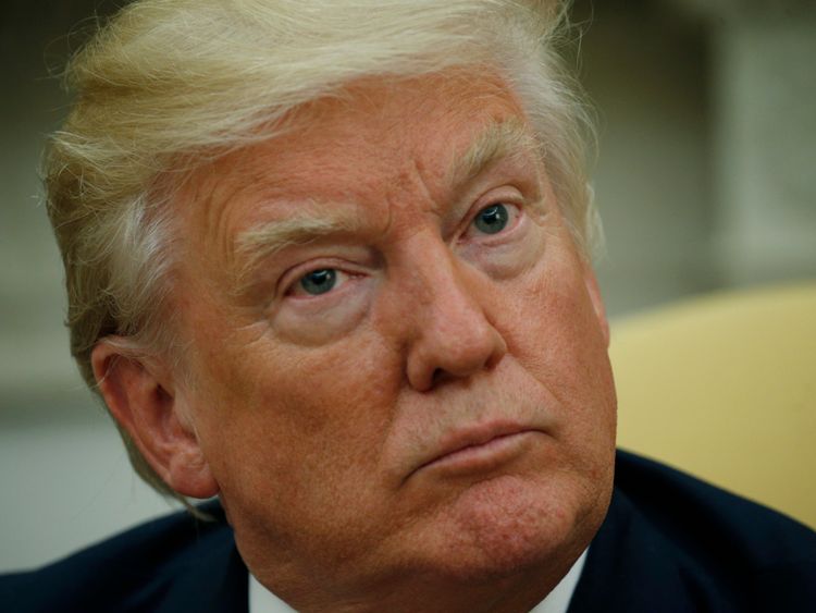 President Trump continued to defend his son in an Oval Office interview. File pic