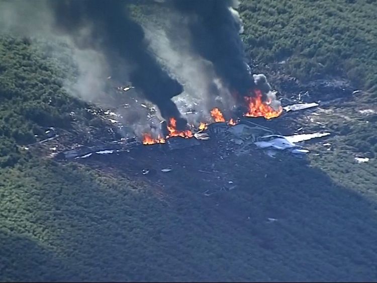 US Marine Corps plane 'nearly flattened' in deadly Mississippi crash