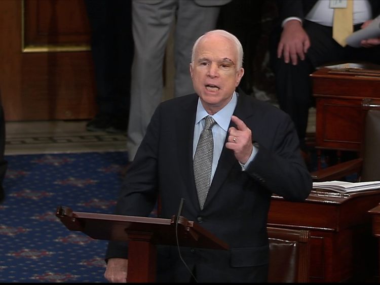 Senator John McCain receives standing ovation for speech to senate