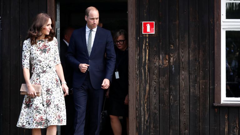 Prince William and Catherine, The Duchess of Cambridge at the museum of former German Nazi concentration camp Stutthof in Sztutowo, Poland