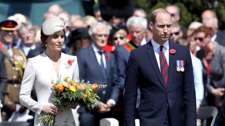 The Duke and Duchess of Cambridge during the ceremony in Ypres