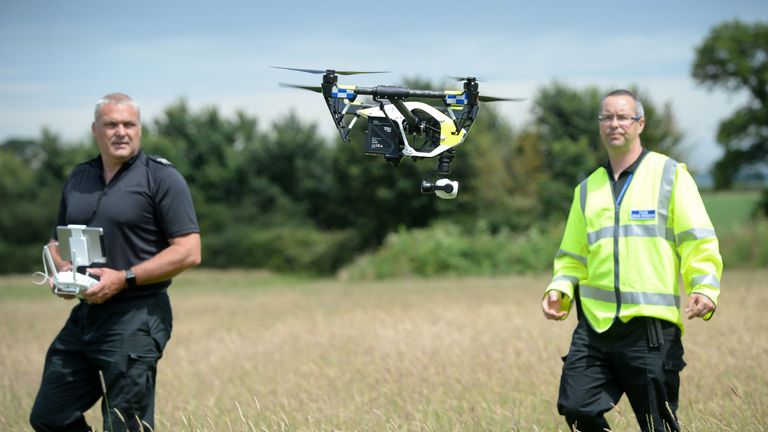 Officers from Devon & Cornwall Police fly a DJI Inspire 1s drone