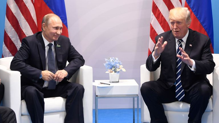 Donald Trump and Vladimir Putin at the G20 Summit in Hamburg