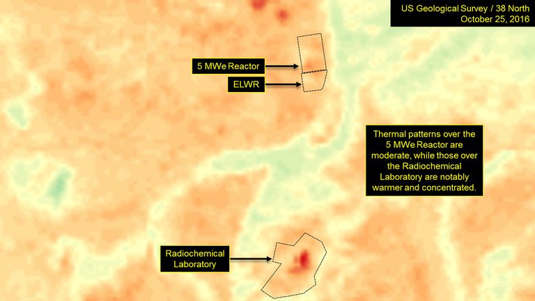 A thermal image of the radiochemical laboratory at the Yongbyon nuclear plant in North Korea