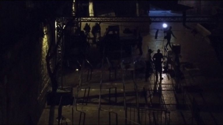 The gates were removed in a pre-dawn operation 