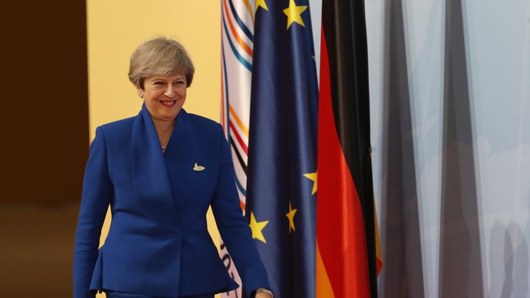 Theresa May arrives at the start of the G20 summit