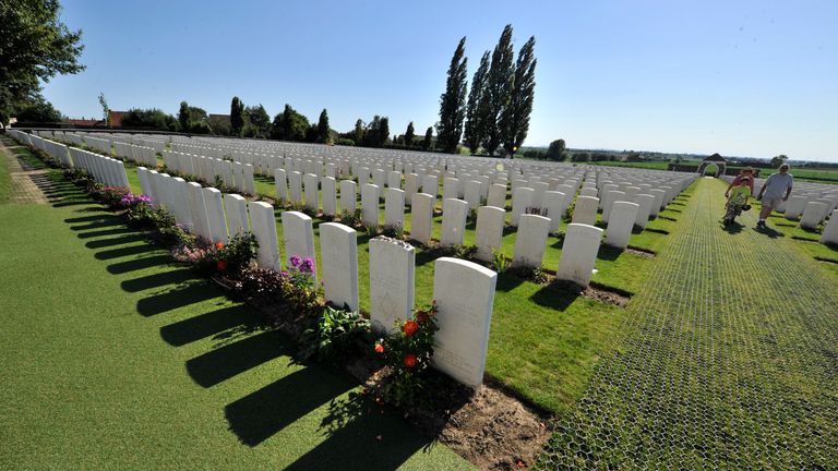 At the tyne cot cemetery lie the bodies of soldiers of the Commonwealth army recovered from battlefields of Passchendaele 