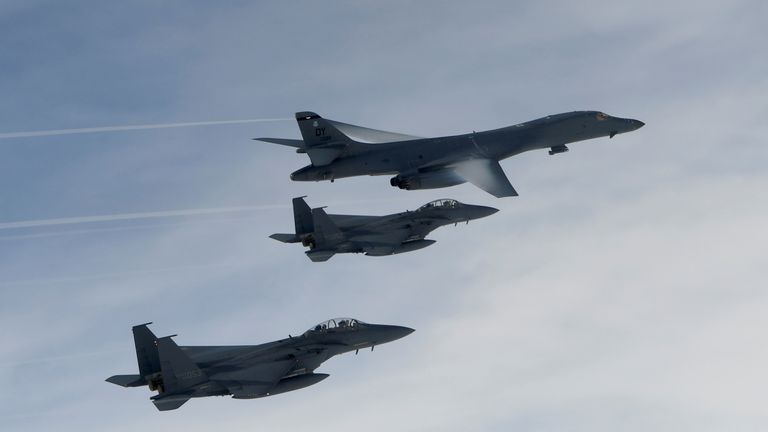 Lancer flies over South Korea 