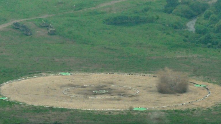 The US bombers dropped inactive weapons on a training range in South Korea