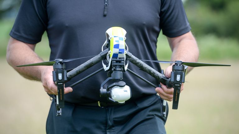 Drones: an officer from Devon & Cornwall Police carries a DJI Inspire 1s drone