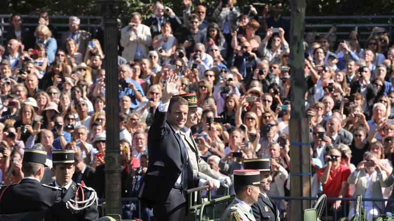 Emmanuel Macron at the Bastille Day parade