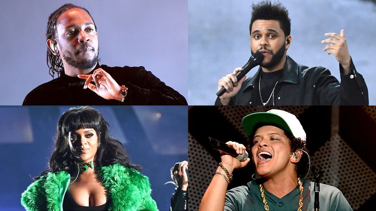 Kendrick Lamar, Rihanna, The Weeknd and Bruno Mars