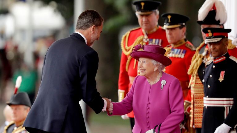 The Queen welcomes King Felipe of Spain on Horse Guards Parade