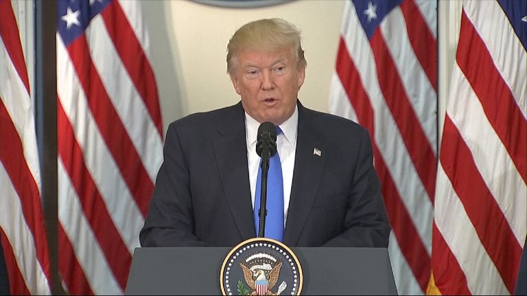 Donald Trump giving speech on electoral fraud.