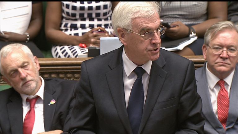 Shadow Chancellor John McDonnell talking in the House of Commons.
