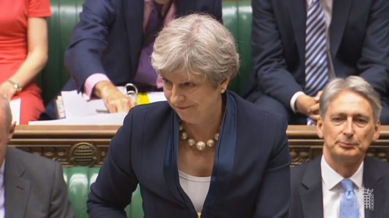Prime Minister Theresa May speaks during Prime Minister&#39;s Questions