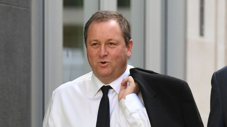Newcastle United owner and Sports Direct boss Mike Ashley arrives at the High Court in London where he expected to give evidence in a trial in which he is being sued by a finance expert who says Mr Ashley reneged on a £15 million deal. PRESS ASSOCIATION Photo. Picture date: Wednesday July 5, 2017