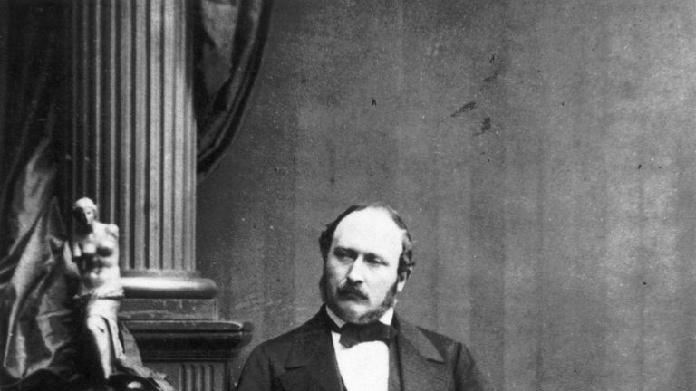 May 1860: Prince Albert, Prince Consort (1819 - 1861) to Queen Victoria, reading at Buckingham Palace nineteen months before his death of pneumonia and typhoid. (Photo by Camille Silvy/Keystone/Getty Images)