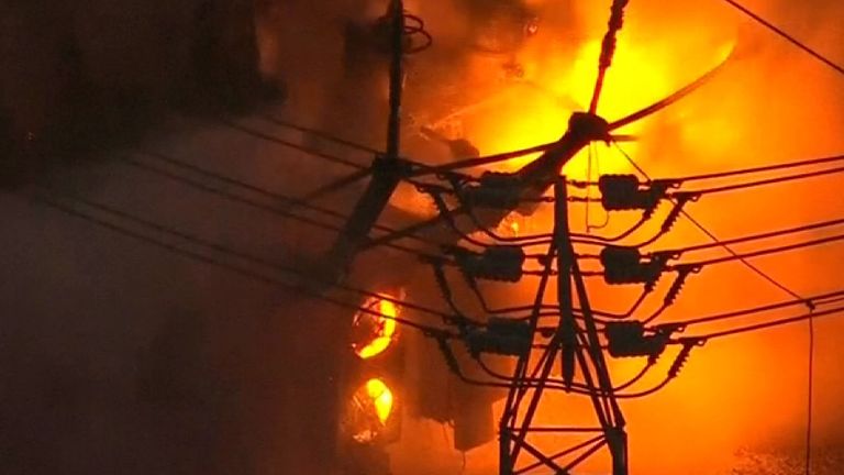 The fire and explosion left thousands of people without power