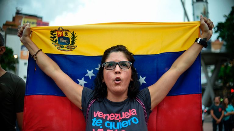 A protest in Caracas ahead of a public vote on President Maduro&#39;s plan to rewrite the constitution