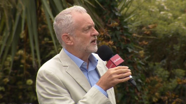 Jeremy Corbyn addresses a rally in Hastings
