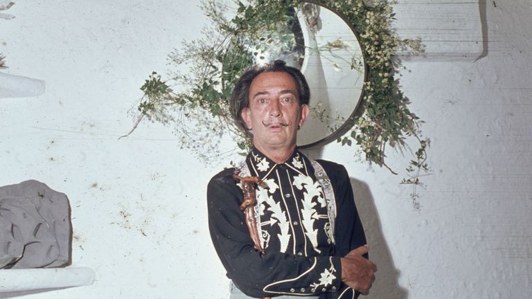 Spanish surrealist artist Salvador Dali pictured at his home in 1963