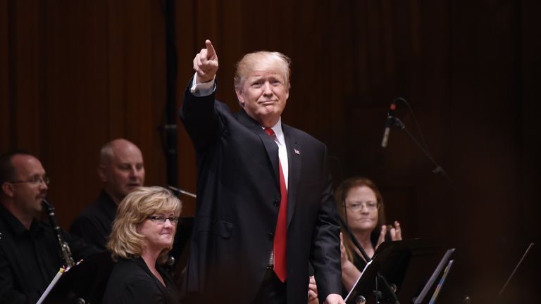 S President Donald Trump participates in the Celebrate Freedom Rally at the John F. Kennedy Center for the Performing Arts 