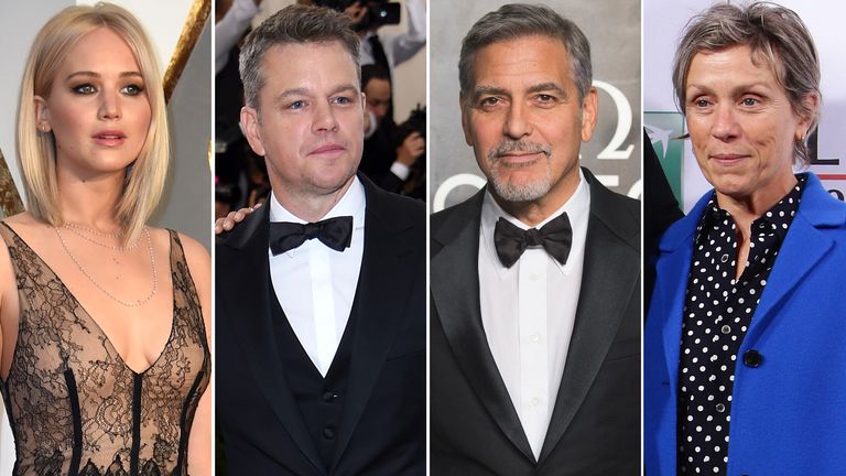 Jennifer Lawrence, Matt Damon, George Clooney and Frances McDormand