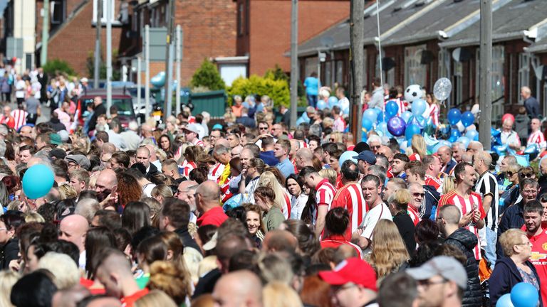Mourners line the streets ahead of the funeral of Bradley Lowery