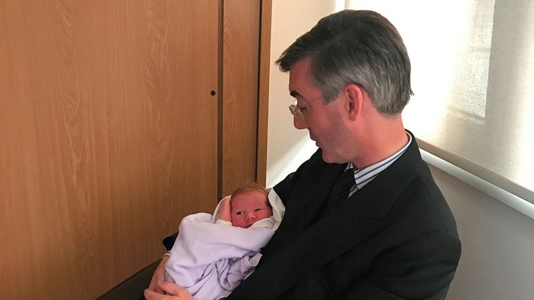 Jacob Rees-Mogg shared this photo of his new-born son on Instagram