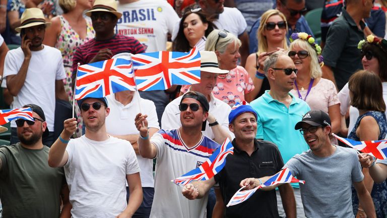 British tennis fans at Wimbledon