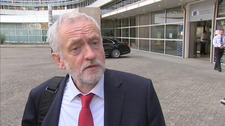 Jeremy Corbyn said he&#39;s in Brussels to defend jobs and living standards