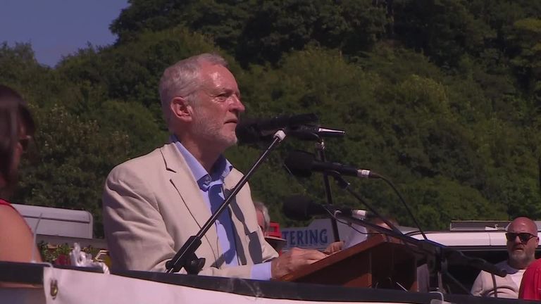 Jeremy Corbyn Speech Interrupted At Durham Miners Gala News Uk Video News Sky News