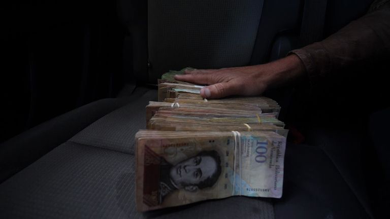 Hyperinflation in Venezuela means large amounts of cash to buy basic items