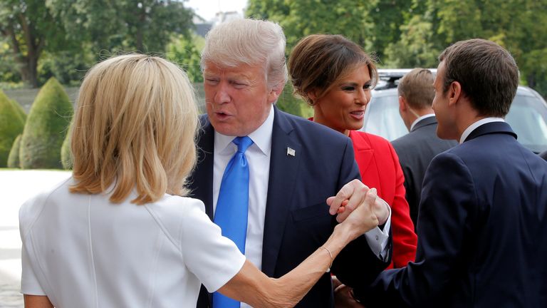 Brigitte Macron welcomes Donald Trump at Les Invalides museum in Paris