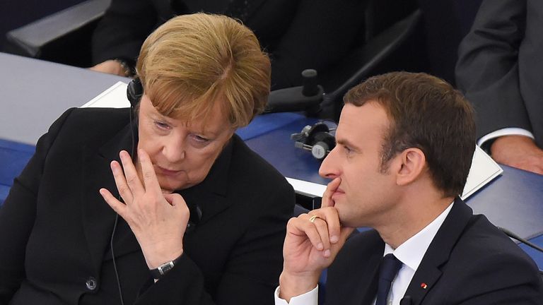 Angela Merkel and Emmanuel Macron